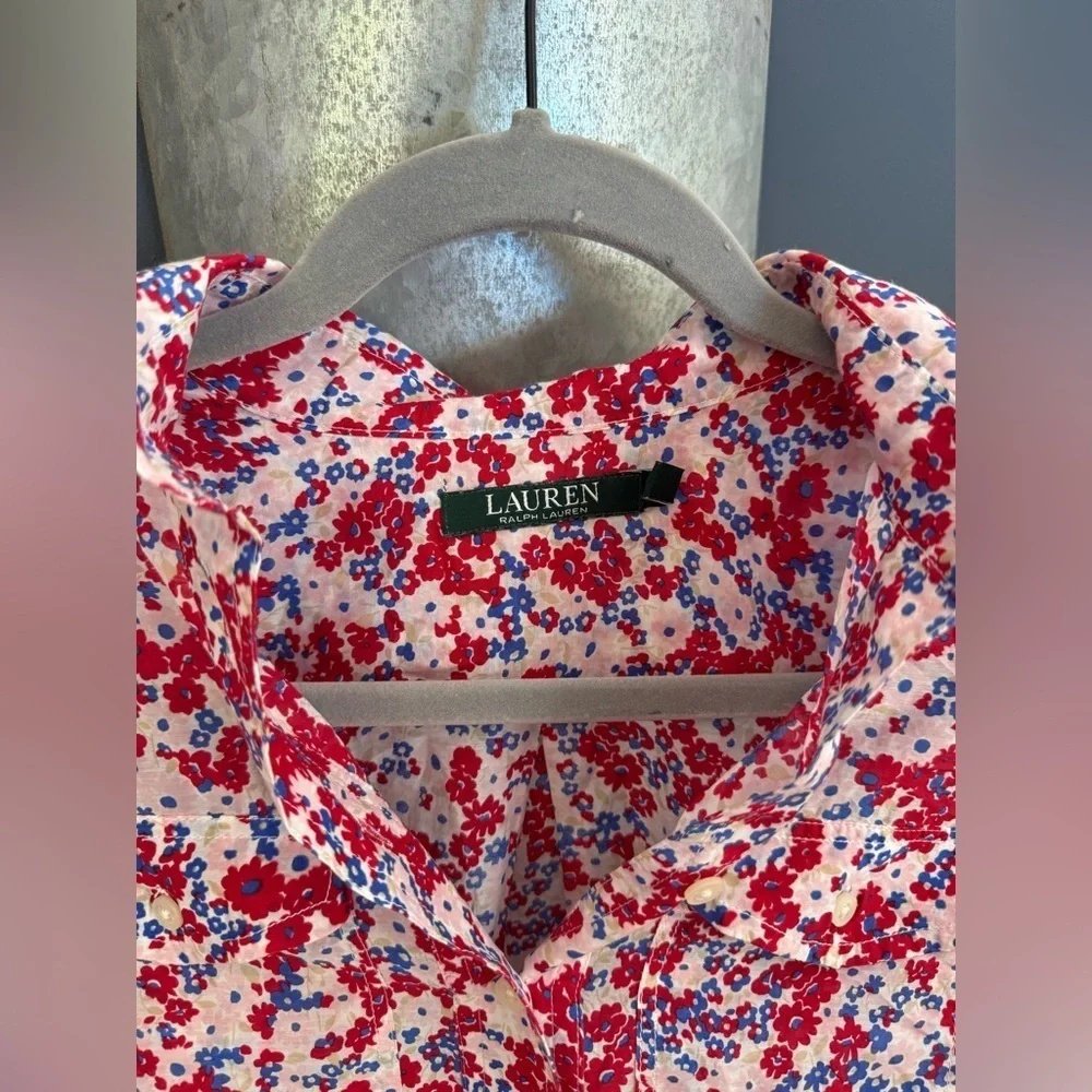 Lauren Ralph Lauren long sleeve Floral silk cotton pullover xs - Picture 3 of 6